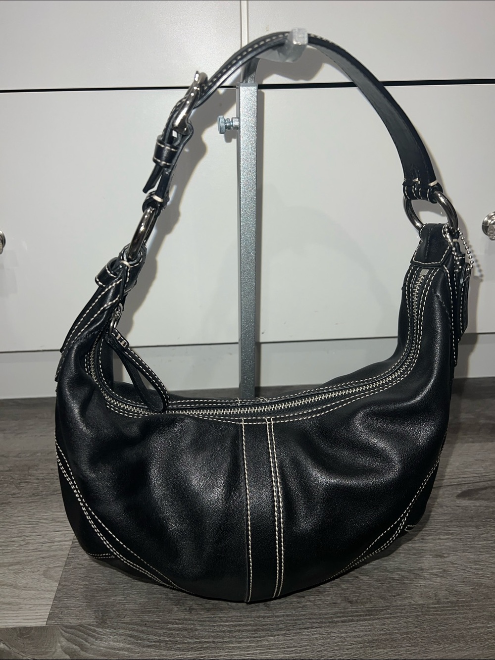 Vintage Coach Soho Hobo Shoulder Bag Black Small Y2K Luxe - Picture 3 of 15